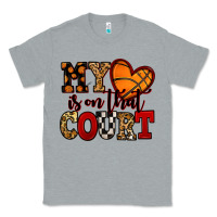 Heather Grey my heart is on that court basketball red and black Classic Tee - NancyCooperArtShop