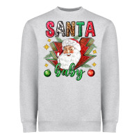 Heather Grey Santa baby Christmas Heavyweight Sweatshirt - NancyCooperArtShop