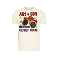 Just A Boy Who Loves Monster Trucks Vintage Tee | Teevron
