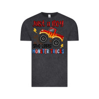 Vintage Black just a boy who loves monster trucks Vintage Tee - MaliasSmallBusiness