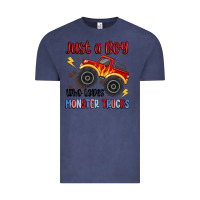 Vintage Denim just a boy who loves monster trucks Vintage Tee - MaliasSmallBusiness