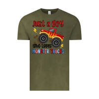 Vintage Olive just a boy who loves monster trucks Vintage Tee - MaliasSmallBusiness