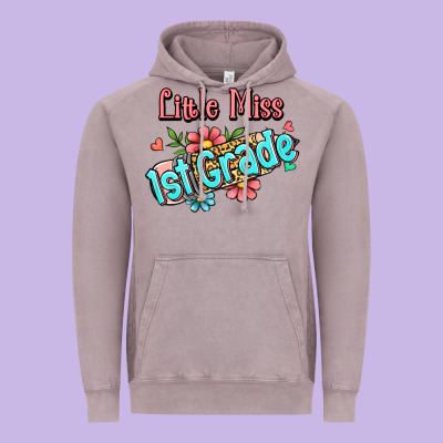 Little Miss First Grade Vintage Hoodie Designed By Jasminsmagicworld