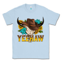 Dusty Blue yeehaw bull skull Classic Tee - NancyCooperArtShop