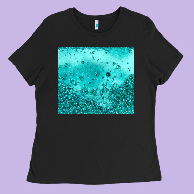 Turquoise Glitter Ladies Tee Designed By Jahusdesignshop