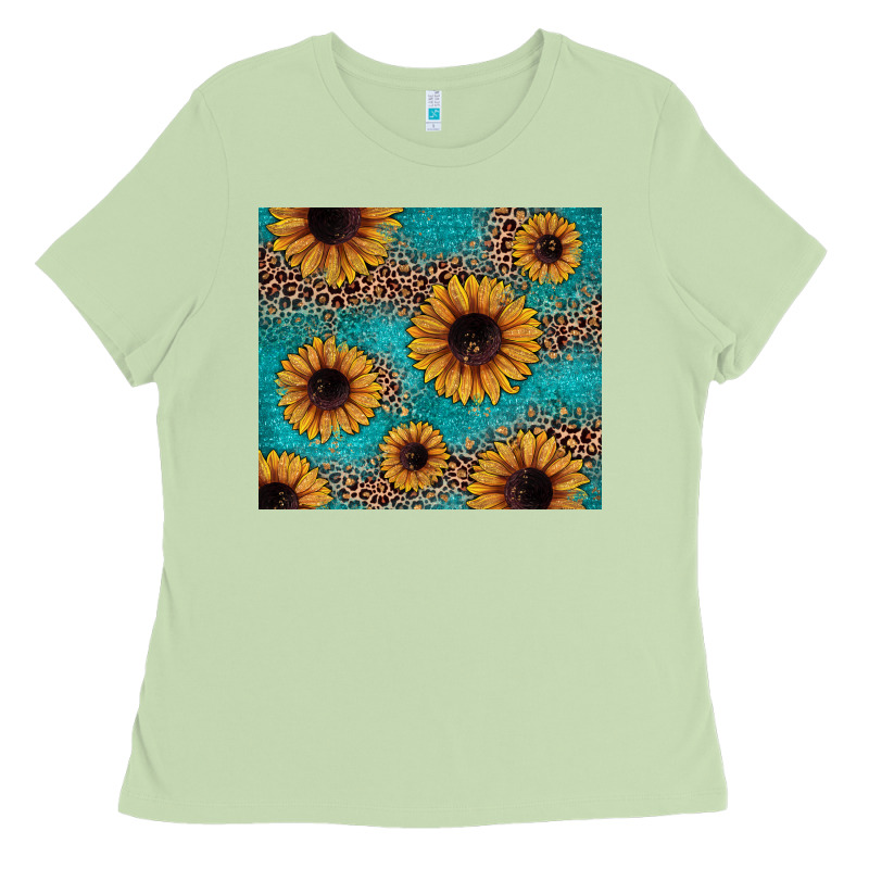 Sunflower Turquoise Glitter Ladies Tee by JahusDesignShop | Teevron