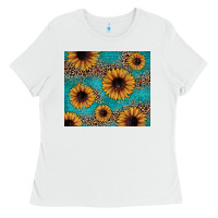 White sunflower turquoise glitter Ladies Tee - JahusDesignShop