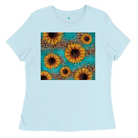 Baby Blue sunflower turquoise glitter Ladies Tee - JahusDesignShop