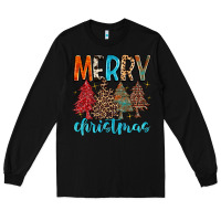 Black merry christmas trees Long Sleeve Tee - MaliasSmallBusiness