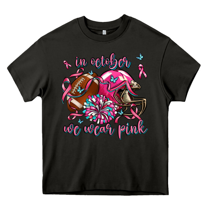 In October We Wear Pink Football Heavy Core Tee by AdoDesignShop | Teevron
