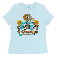 Baby Blue raised on country and sunshine Ladies Tee - AdoDesignShop