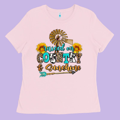 Raised On Country And Sunshine Ladies Tee Designed By Adodesignshop