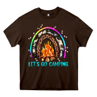 Chocolate Brown let's go camping rainbow Heavy Core Tee - JahusDesignShop