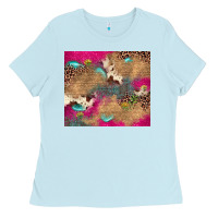 Baby Blue pink glitter leopard sunflower gemstone Ladies Tee - JahusDesignShop