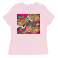 Bubblegum Pink pink glitter leopard sunflower gemstone Ladies Tee - JahusDesignShop