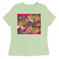 Matcha pink glitter leopard sunflower gemstone Ladies Tee - JahusDesignShop