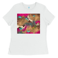White pink glitter leopard sunflower gemstone Ladies Tee - JahusDesignShop