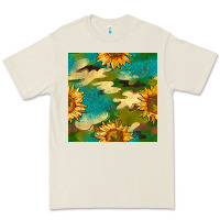 Bone camouflage turquoise glitter sunflowers seamless pattern Premium Tee - BundleAndBundleShop