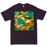 Plum camouflage turquoise glitter sunflowers seamless pattern Premium Tee - BundleAndBundleShop
