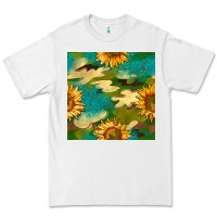 White camouflage turquoise glitter sunflowers seamless pattern Premium Tee - BundleAndBundleShop