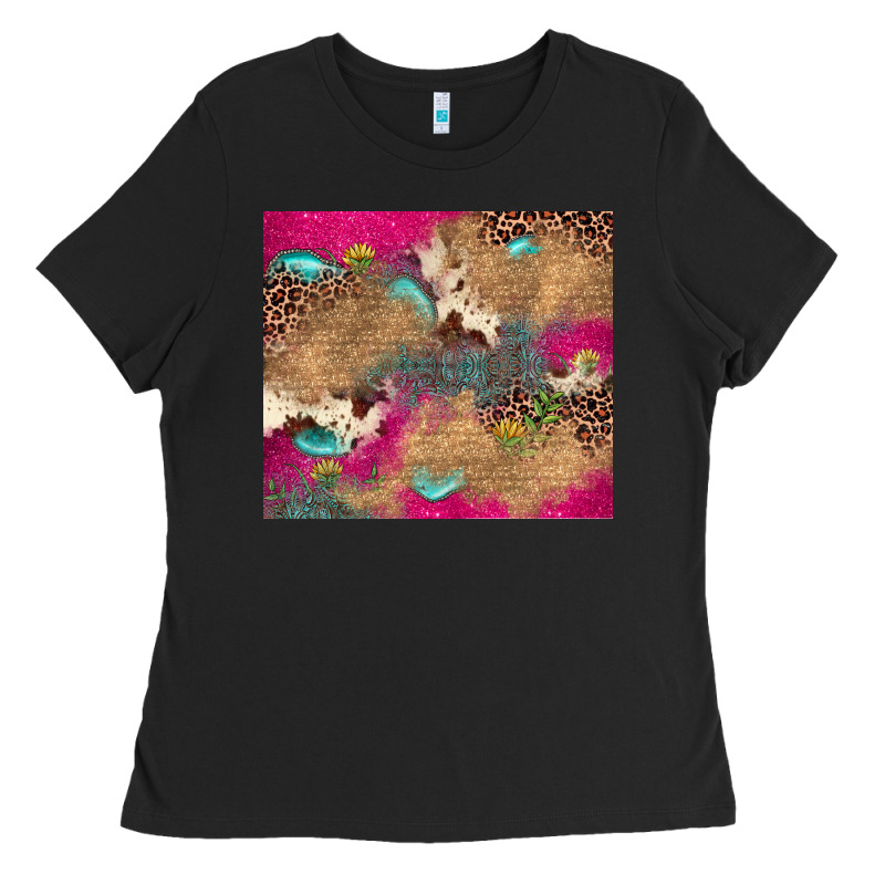 Pink Glitter Leopard Sunflower Gemstone Ladies Tee by JahusDesignShop | Teevron