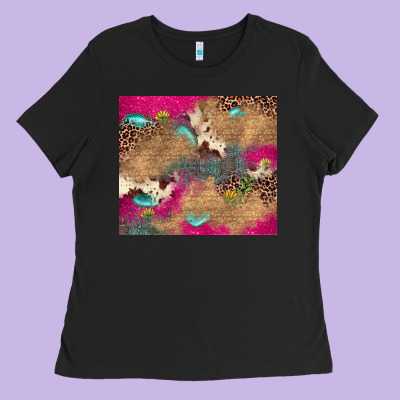 Pink Glitter Leopard Sunflower Gemstone Ladies Tee Designed By Jahusdesignshop