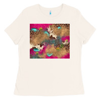 Bone pink glitter leopard sunflower gemstone Ladies Tee - JahusDesignShop