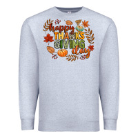 Heather Grey happy thanksgiving day Premium Sweatshirt - CowGirlArtShop