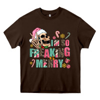 Chocolate Brown i m so freaking merry Heavy Core Tee - AdoDesignShop