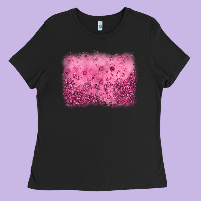 Pink Glitter Background Ladies Tee Designed By Jahusdesignshop