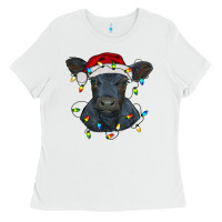 White christmas baby black angus calf with lights Ladies Tee - RanaPortraitStore