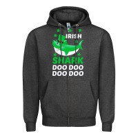 Charcoal Heather Irish Shark Doo Doo Doo Saint Patricks Day Zipper Hoodie - Bettercallsaul