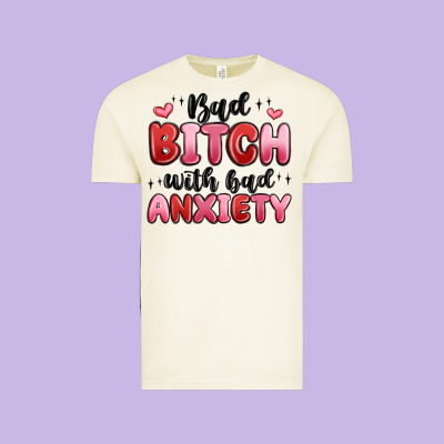 Bad Bitch With Bad Anxiety Vintage Tee Designed By Maliassmallbusiness