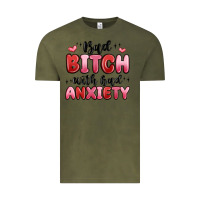 Vintage Olive bad bitch with bad anxiety Vintage Tee - MaliasSmallBusiness