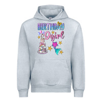 Heather Grey Birthday Girl 9 Urban Hoodie - BundleAndBundleShop
