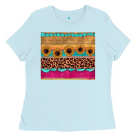 Baby Blue leopard sunflower gemstone Ladies Tee - JahusDesignShop