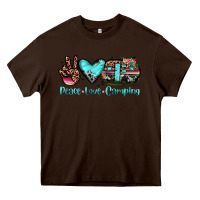 Chocolate Brown peace love camping Heavy Core Tee - JahusDesignShop