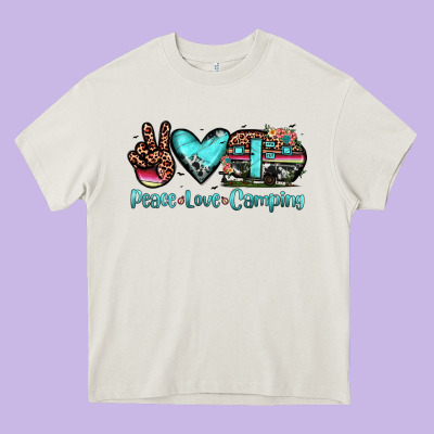 Peace Love Camping Heavy Core Tee Designed By Jahusdesignshop
