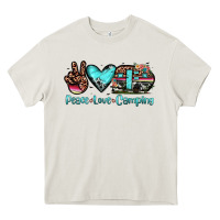 Cream peace love camping Heavy Core Tee - JahusDesignShop