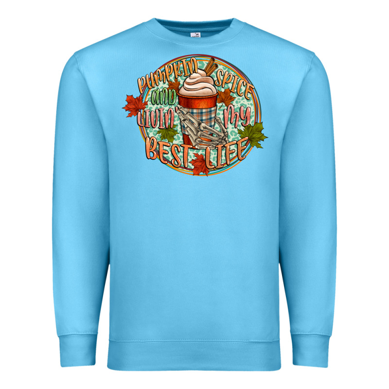 Pumpkin Spice And Livin My Best Life Premium Sweatshirt by CowGirlArtShop | Teevron