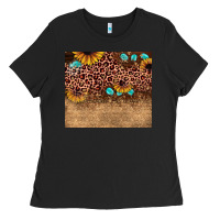Black leopard glitter sunflower gemstone Ladies Tee - JahusDesignShop