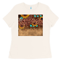 Bone leopard glitter sunflower gemstone Ladies Tee - JahusDesignShop