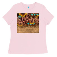 Bubblegum Pink leopard glitter sunflower gemstone Ladies Tee - JahusDesignShop