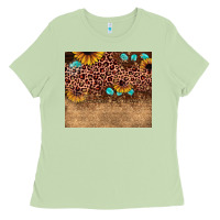 Matcha leopard glitter sunflower gemstone Ladies Tee - JahusDesignShop