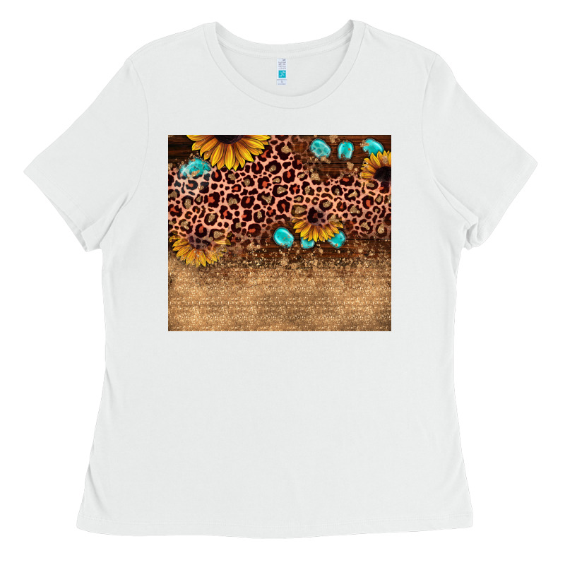 Leopard Glitter Sunflower Gemstone Ladies Tee by JahusDesignShop | Teevron
