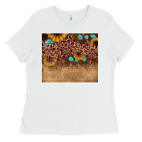 White leopard glitter sunflower gemstone Ladies Tee - JahusDesignShop