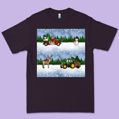 Christmas Snow Truck Seamless Pattern Premium Tee Designed By Bundleandbundleshop