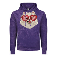 Cloud Purple white pomeranian with love glasses Vintage Hoodie - RanaPortraitStore