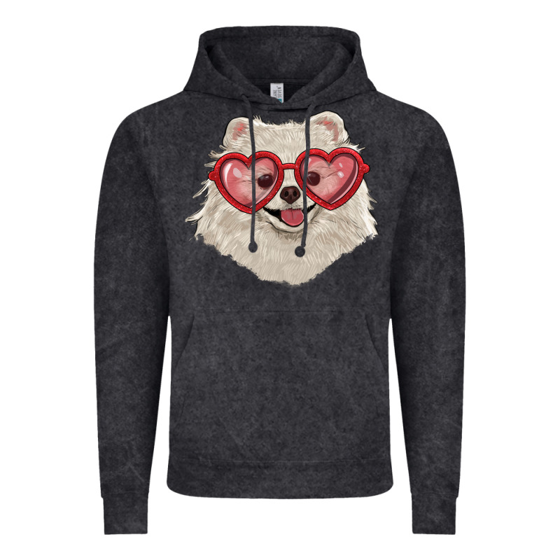 White Pomeranian With Love Glasses Vintage Hoodie by RanaPortraitStore | Teevron