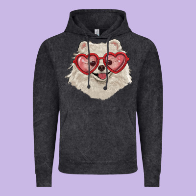 White Pomeranian With Love Glasses Vintage Hoodie Designed By Ranaportraitstore